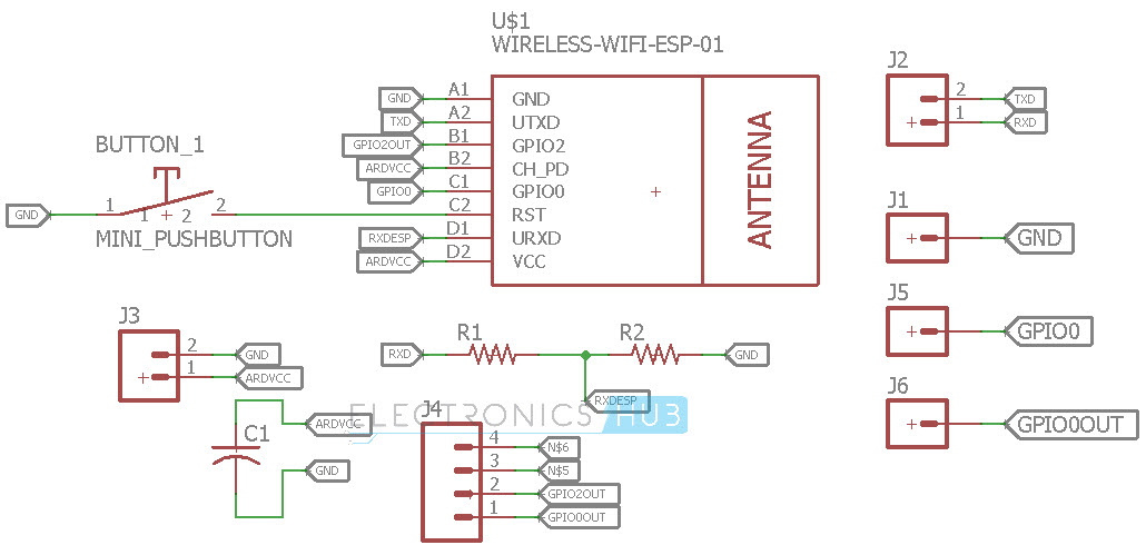 ESP8266 WiFi模块的DIY PCB原理图