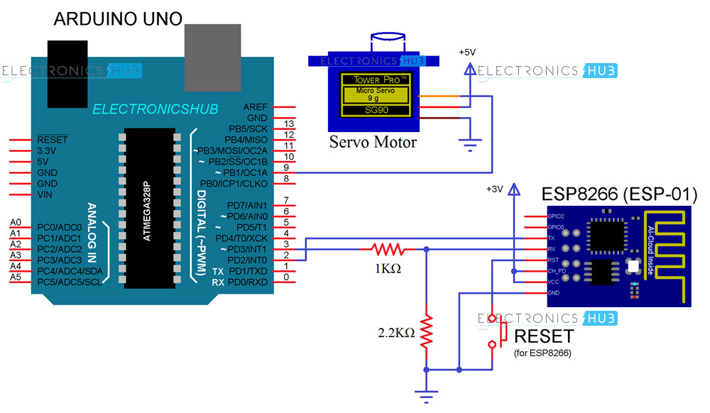 Web-Controlled-Servo-using-ESP8266-Circuit-Diagram